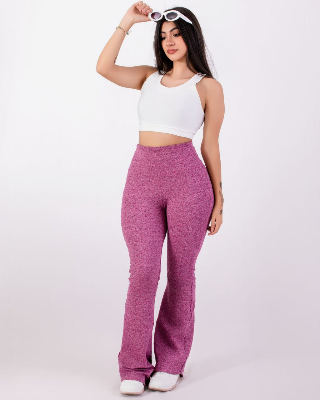 Pantalón Campana Rosa Jaspe 3.0 Control Abdomen y Bolsillo