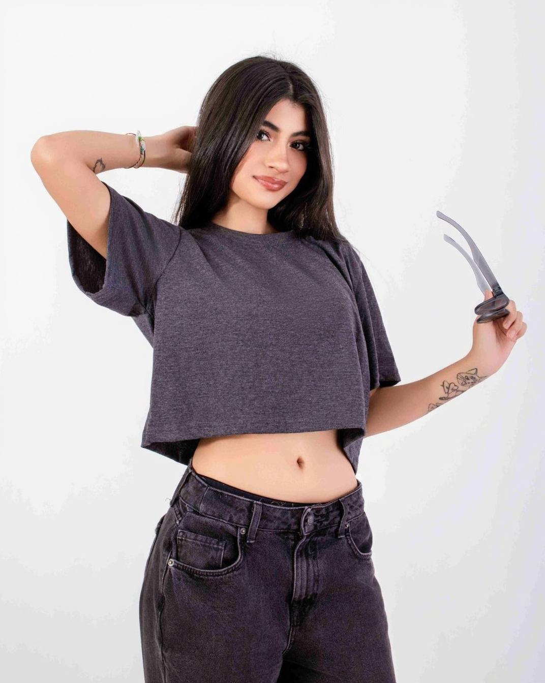 Crop Basic Gris Jaspe