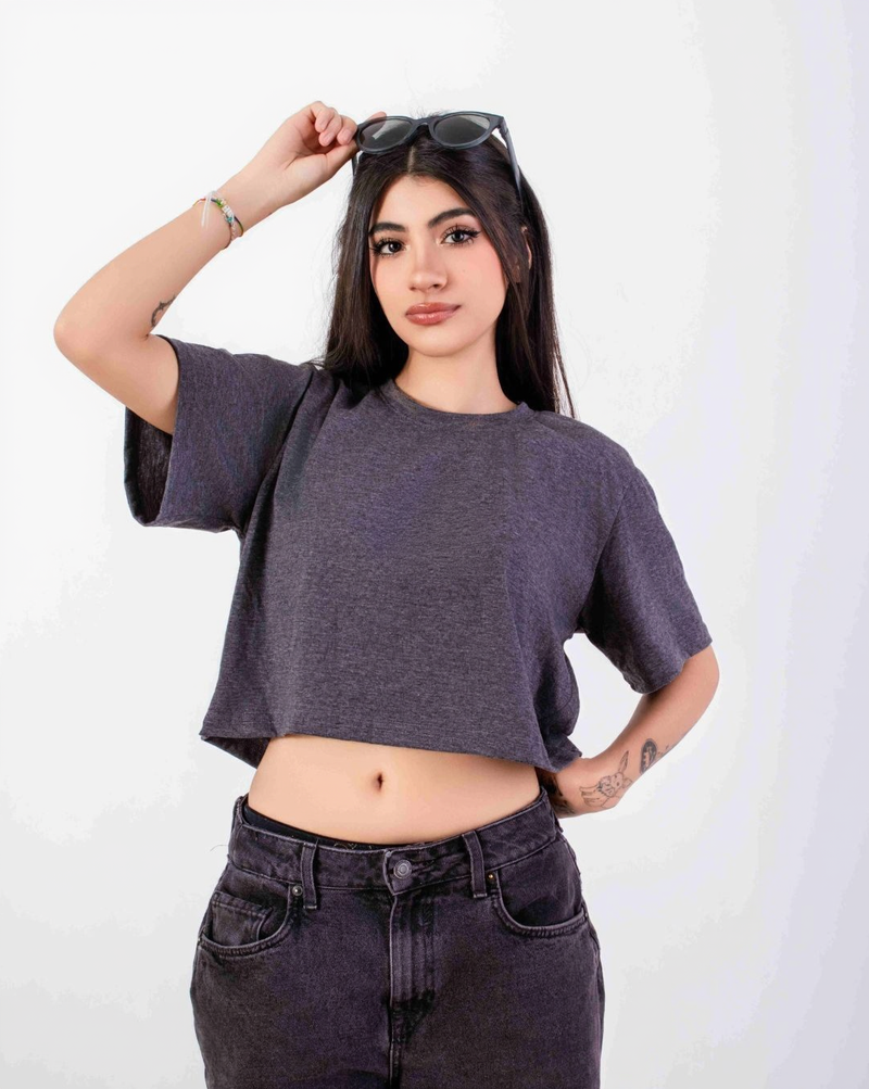 Crop Basic Gris Jaspe